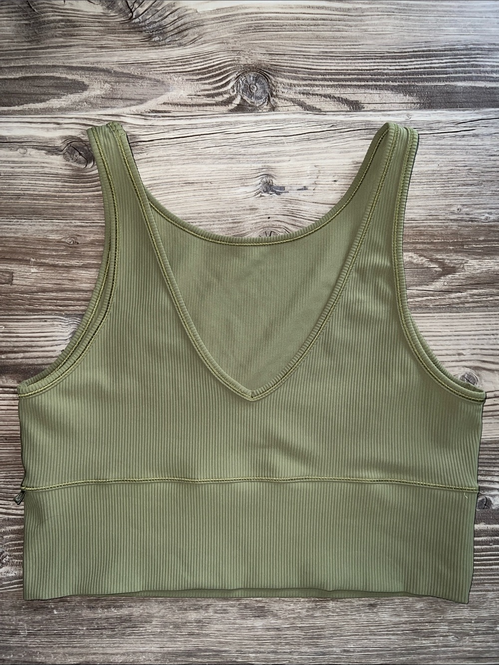 Lululemon Power Pivot Ribbed Tank Top Bronze Green Size 12